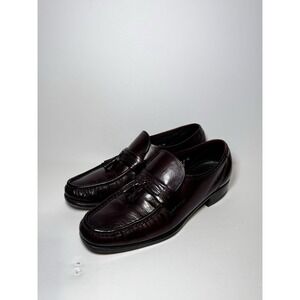 Florsheim Mens 8.5 C Burgundy Leather Tassel Loafers Vintage Oxblood Slip On